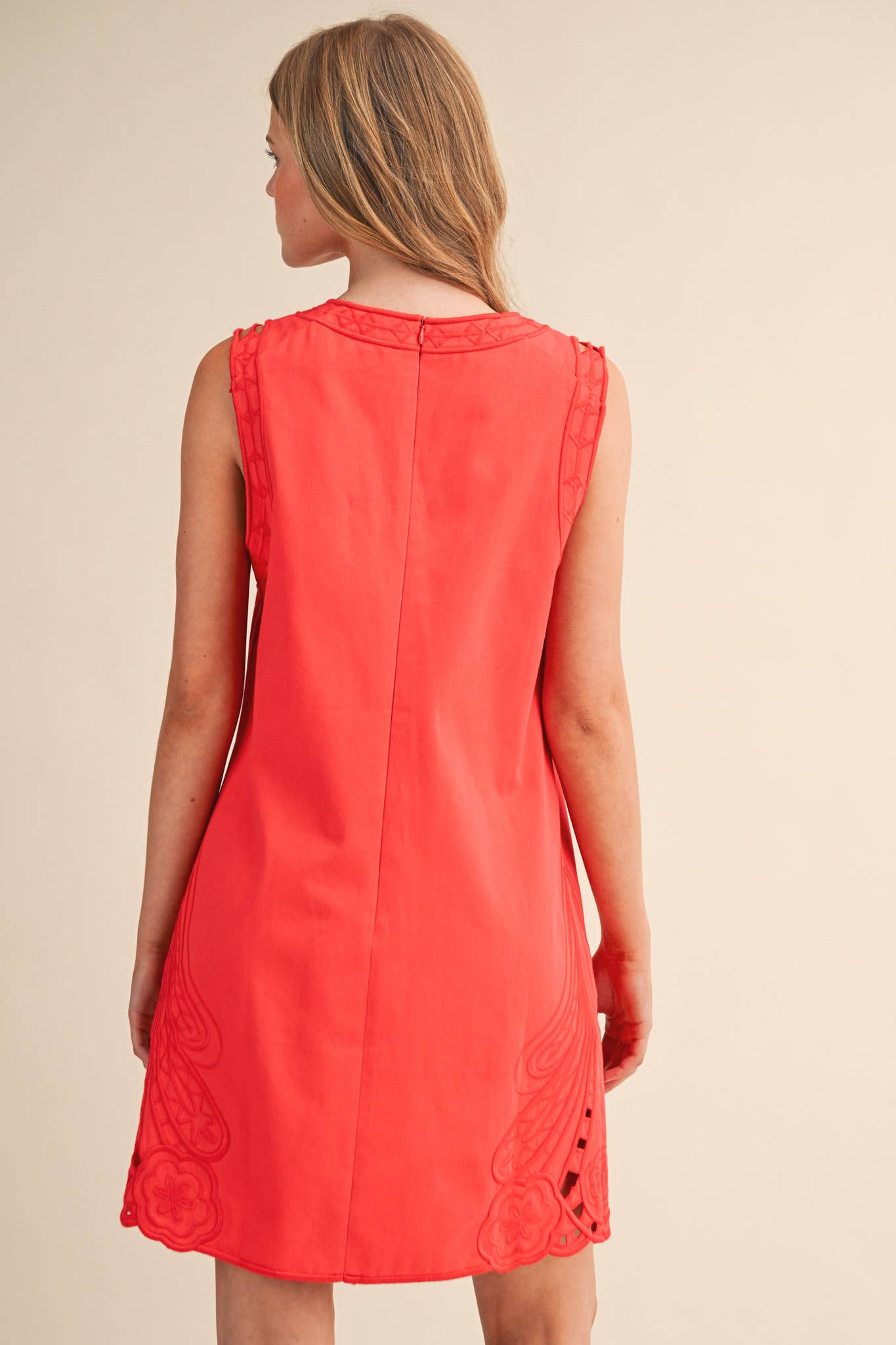 EMBROIDERED SHIFT DRESS: Red – East Magnolia EMBROIDERED SHIFT DRESS: Red – East Magnolia